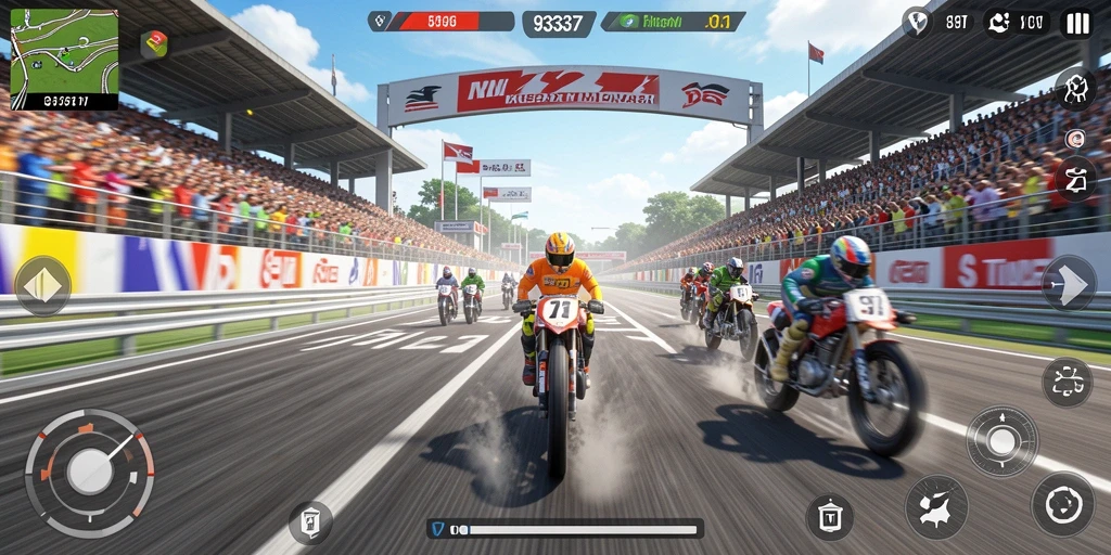 Tampilan utama gameplay <strong>93337</strong> dengan balapan mendebarkan di lintasan.