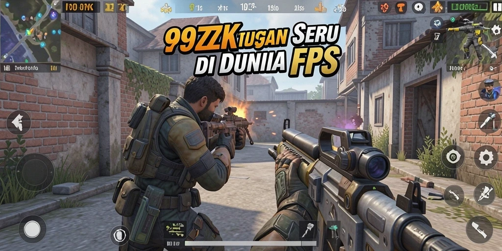 Screenshot gameplay dari 99ZK dengan aksi tembak-menembak yang intens.
