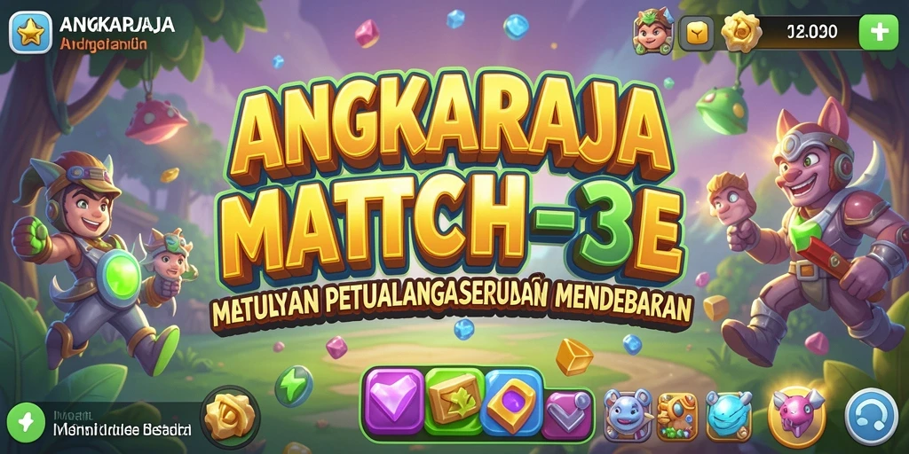 Gameplay Match-3 yang seru dan penuh warna di ANGKARAJA.