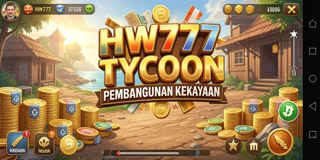Screenshot menunjukkan gameplay seru HW777 dengan elemen Tycoon yang menarik.