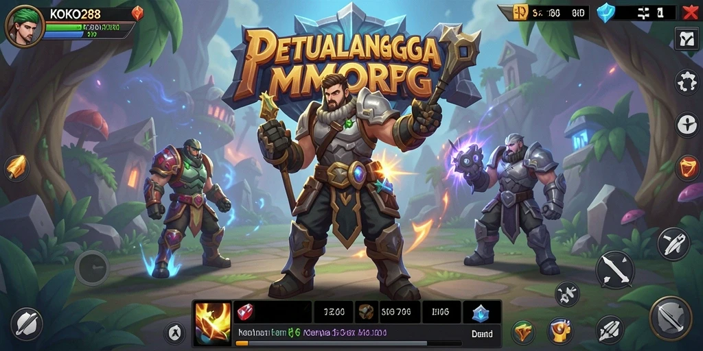 Screenshot gameplay KOKO288 menampilkan pertarungan seru di dunia MMORPG.