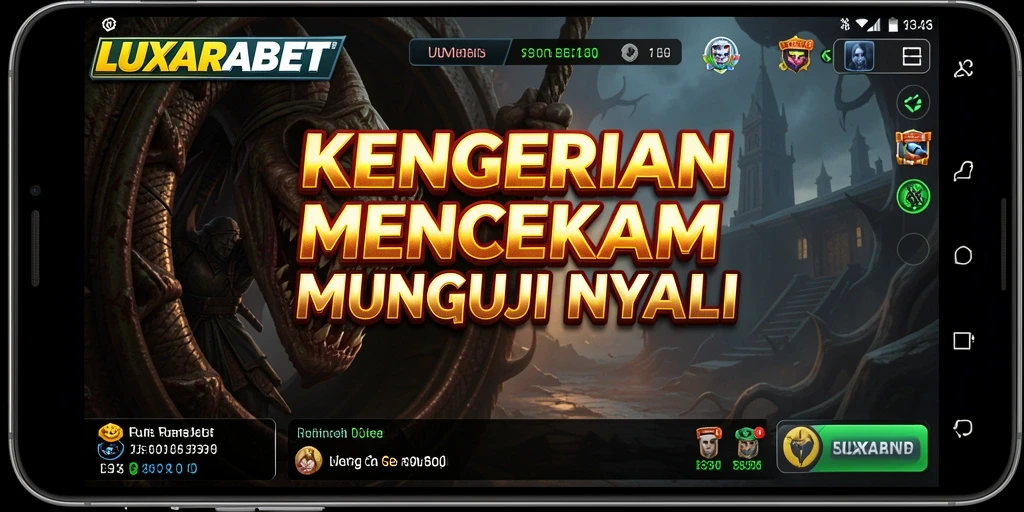 Screenshot gameplay mencekam dari LUXARABET dengan atmosfer horor yang kuat.