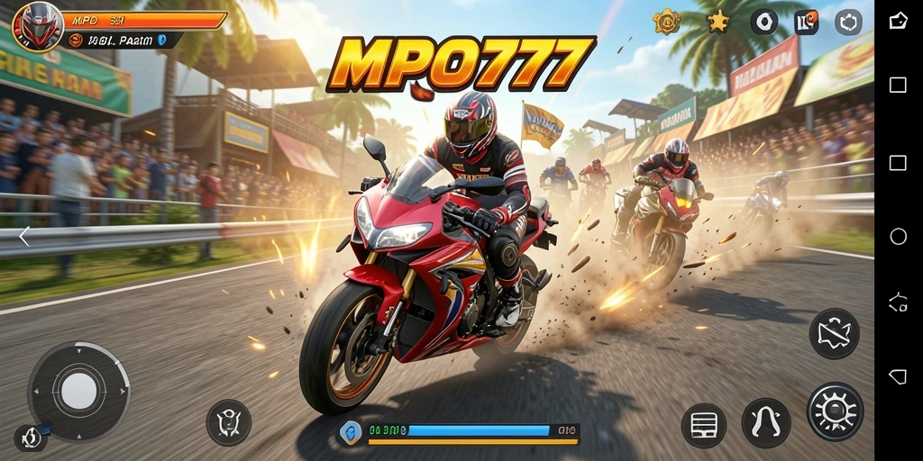 Tampilan gameplay balapan motor yang menarik dan mendebarkan di MPO777.