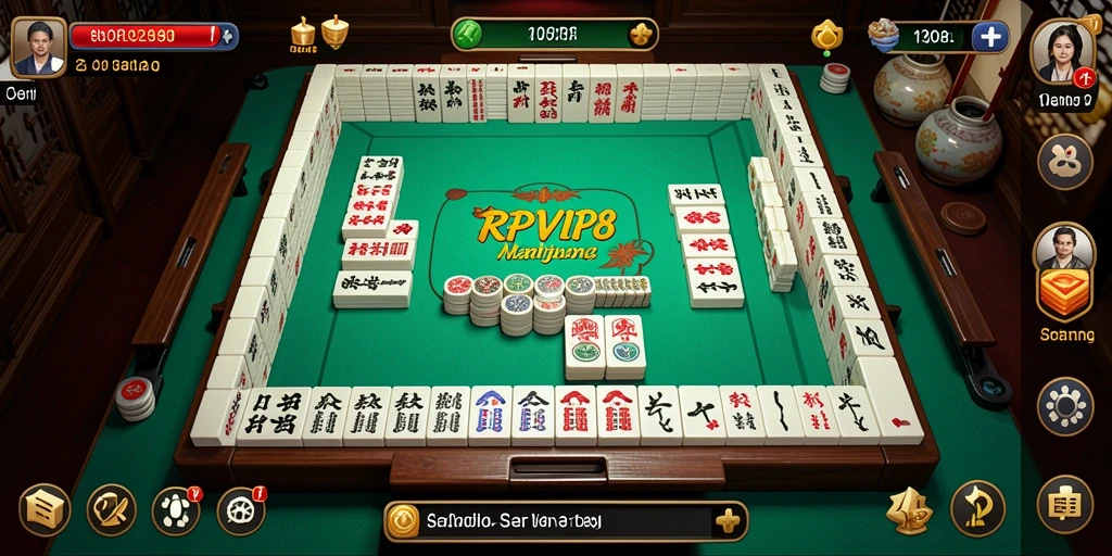 Screenshot RPVIP8 menampilkan gameplay Mahjong yang menantang dan seru.