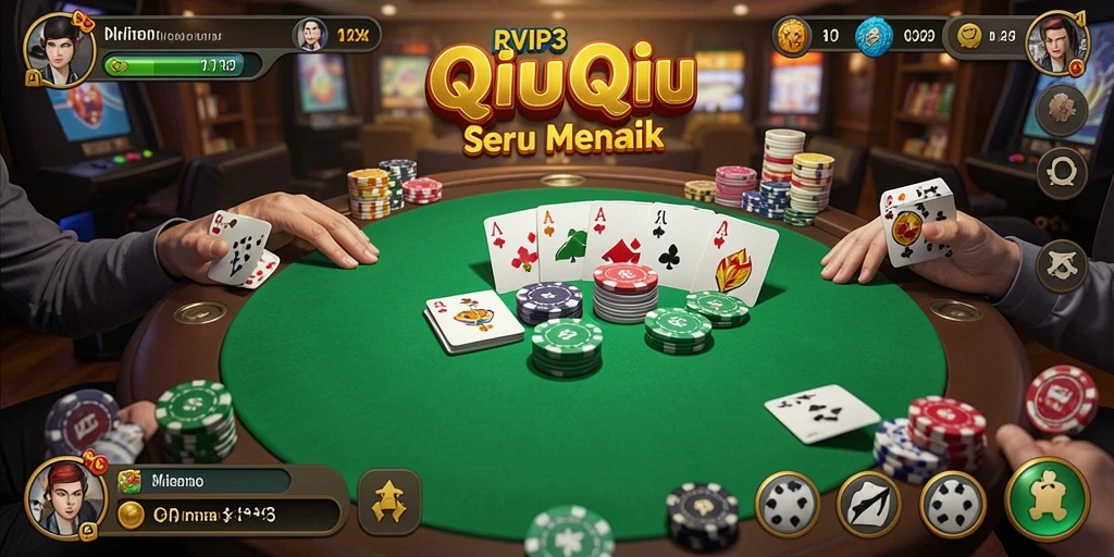 Screenshot gameplay RVIP3 menunjukkan aksi QiuQiu yang dinamis.