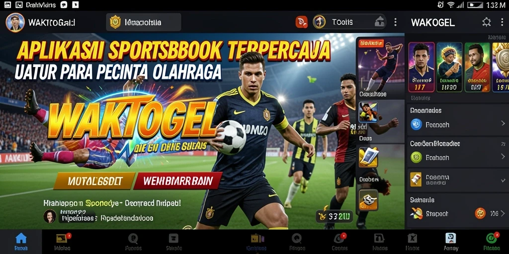 Tangkapan layar utama WAKTOGEL menampilkan fitur taruhan olahraga yang menarik.